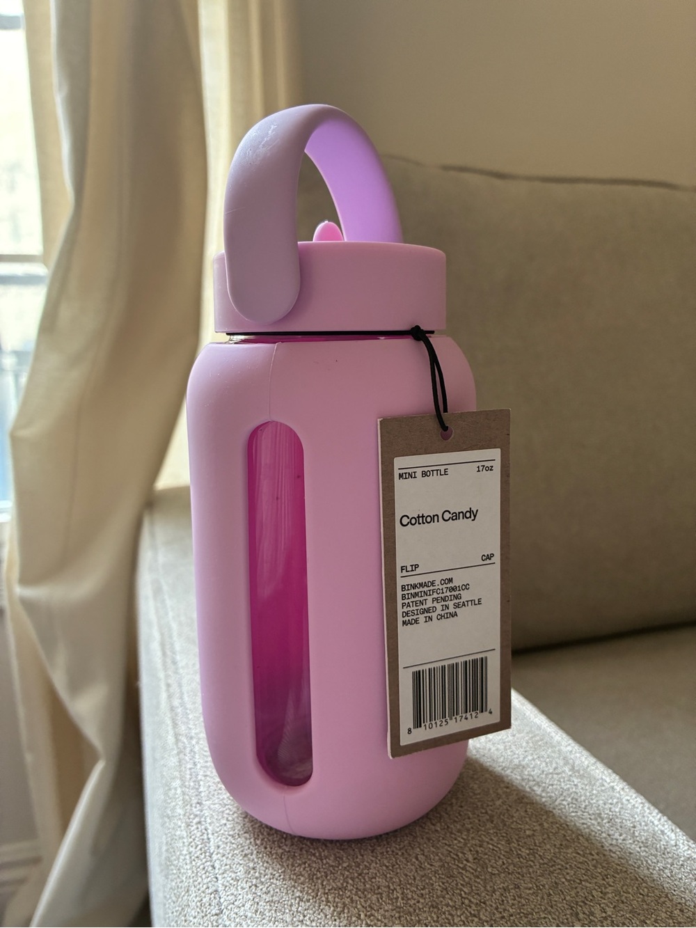 Bink Cotton Candy Pink Silicone Mini Bottle with Handle